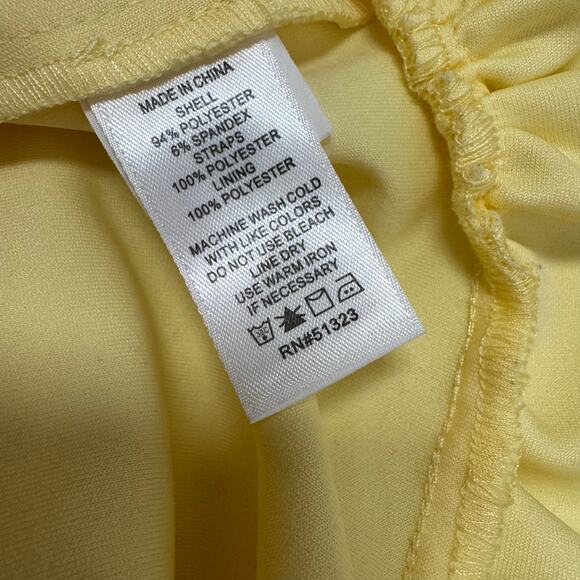 1.State Women's Light Yellow Ruffle Hem Solid Spaghetti Strap Mini Dress Size 6 - Picture 5 of 6